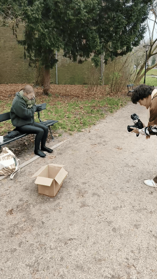 Loopscene filmen in de kou